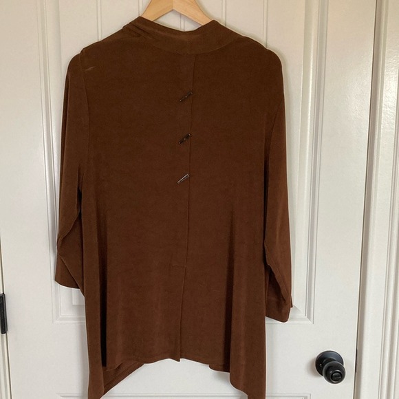 Chicos Womens Brown Open Front Slinky Cardigan Jacket Size XL Office Career - Picture 9 of 12